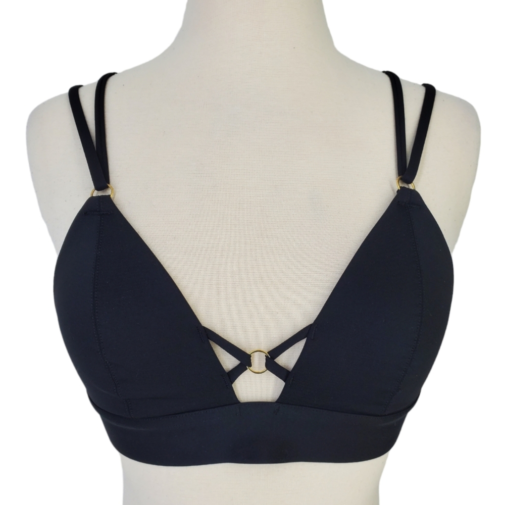PINK Victoria's Secret Strappy Triangle Bonded Bralette Black Sz S - Picture 1 of 14